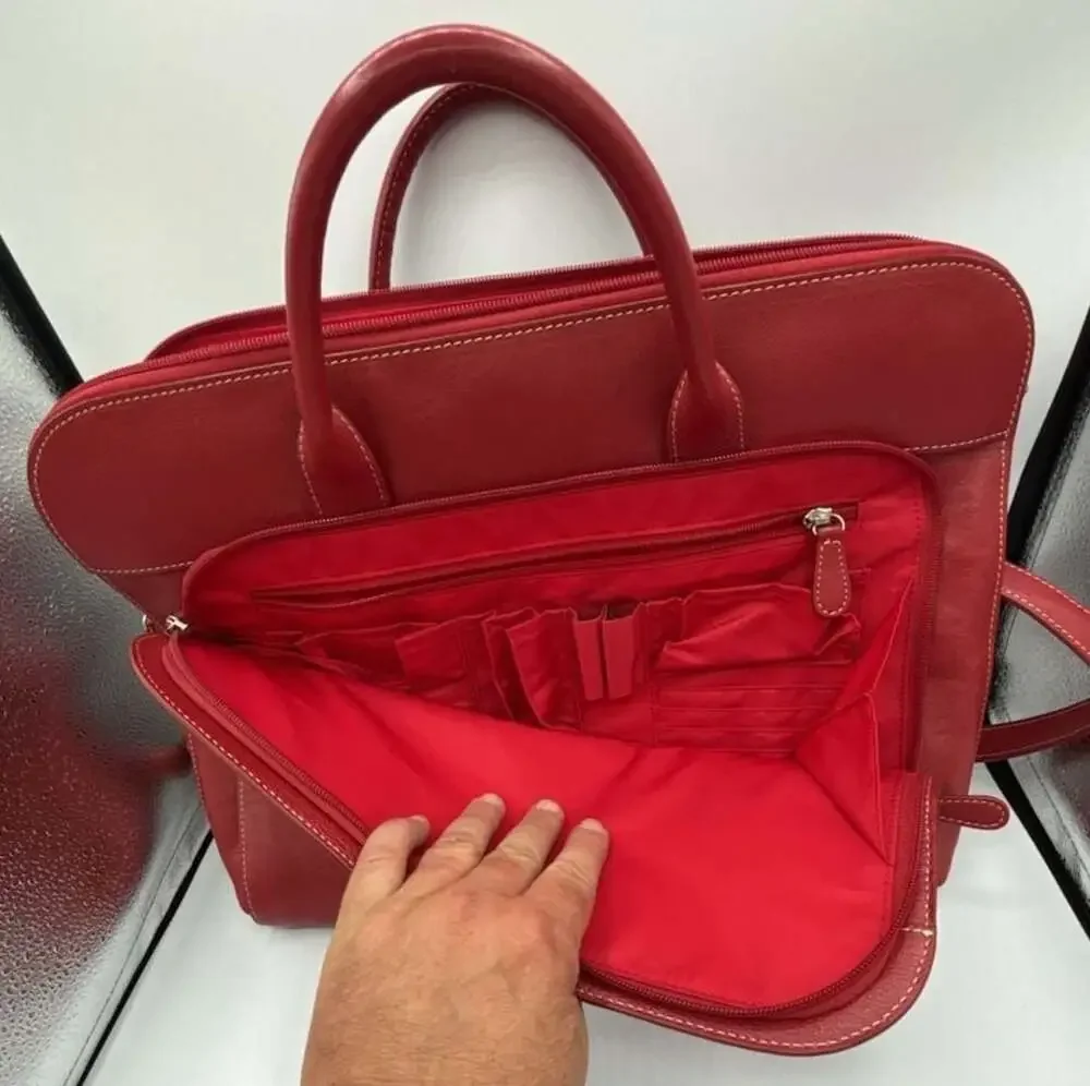 Lodis Red‎ Leather Laptop Briefcase Satchel